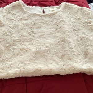 Anthropologie Ivory Textured Crop Top